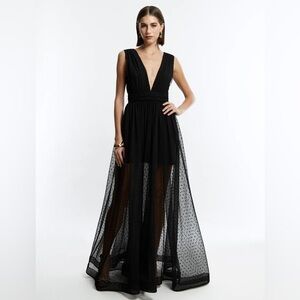 BCBG - Amal Pleated Plunging Gown